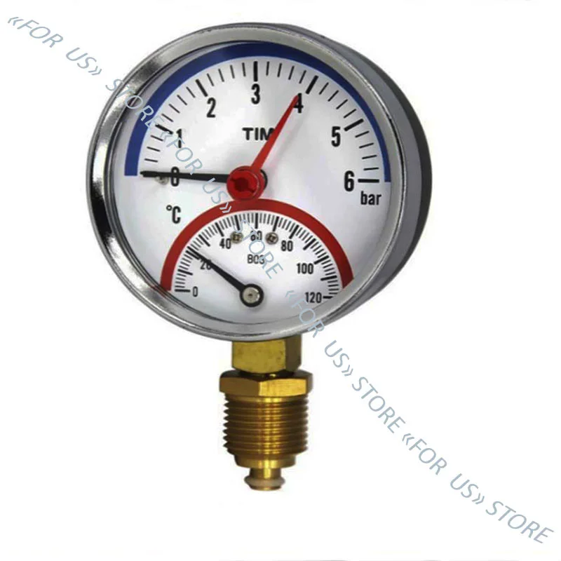 Термоманометр ТИМ аксиального подключения 1/2&quot измеритель давления для воды