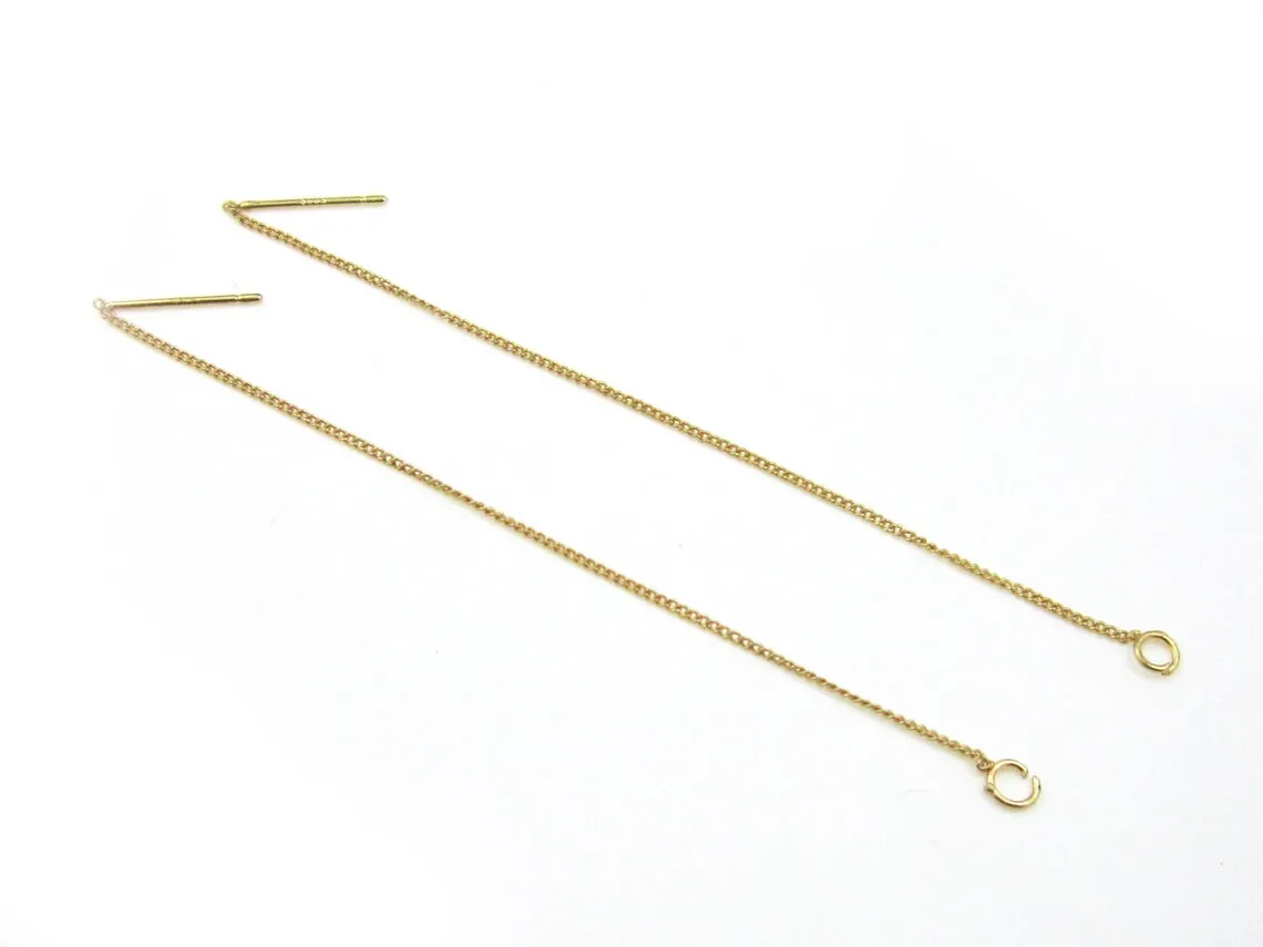 

Threader Earrings Brass ear post 95mm Drop chain link earring Minimalist dangle earring with loop -6pcs RP011