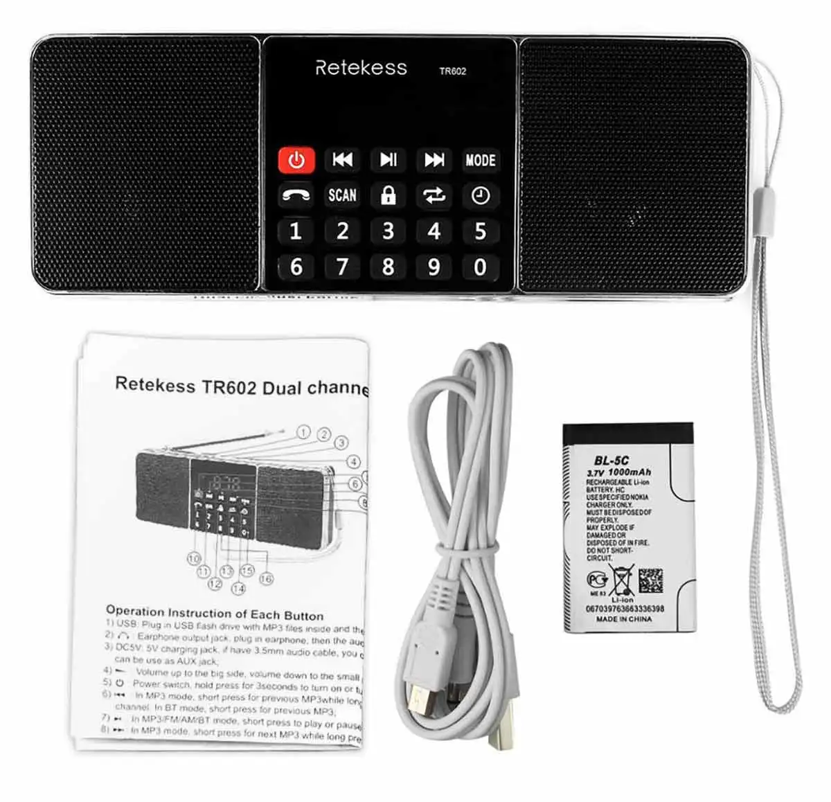 Стерео радио с MP3 и Bluetooth Retekess TR602 ON.