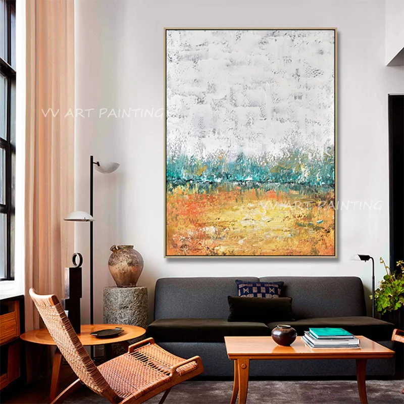 

100% Handmade Abstract large sizes modern gold foil ocean seaside simple landscape Paintings For Living Room Hotel Decoration
