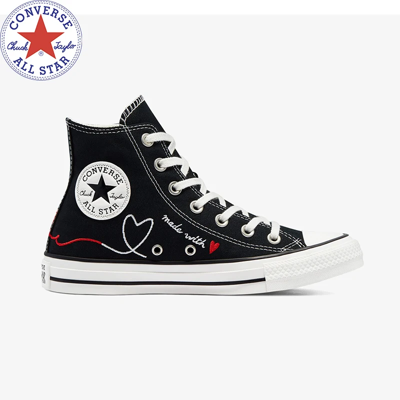 Оригинальные женские черные кроссовки Converse на День святого Валентина новинка