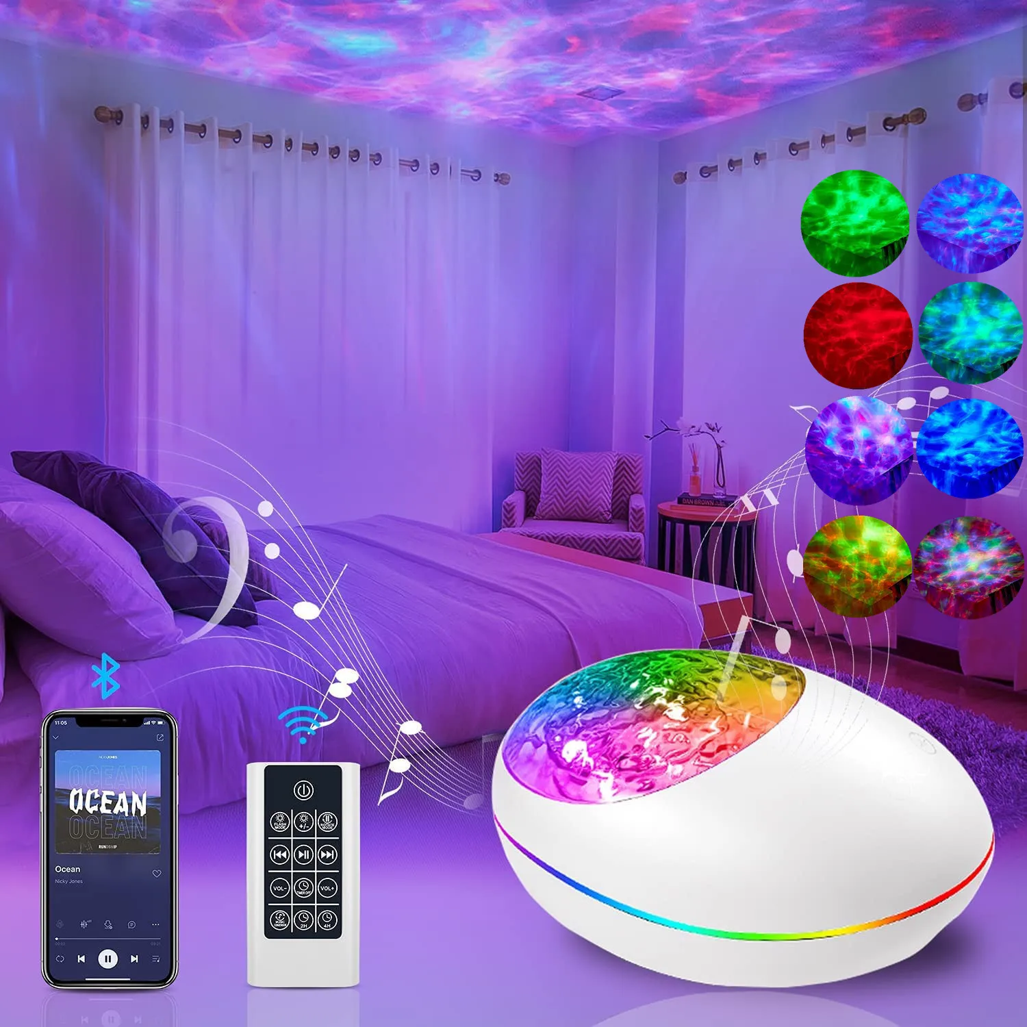 

Проектор-ночник Galaxy Star, с Bluetooth, динамиком и пультом дистанционного управления для спальни/Вечеринки/домашнего декора