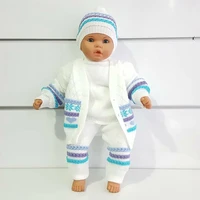 autumn winter newborn knitwear 4 pcs baby boy clothes set top pants beanie cotton long sleeve infant clothing outfits