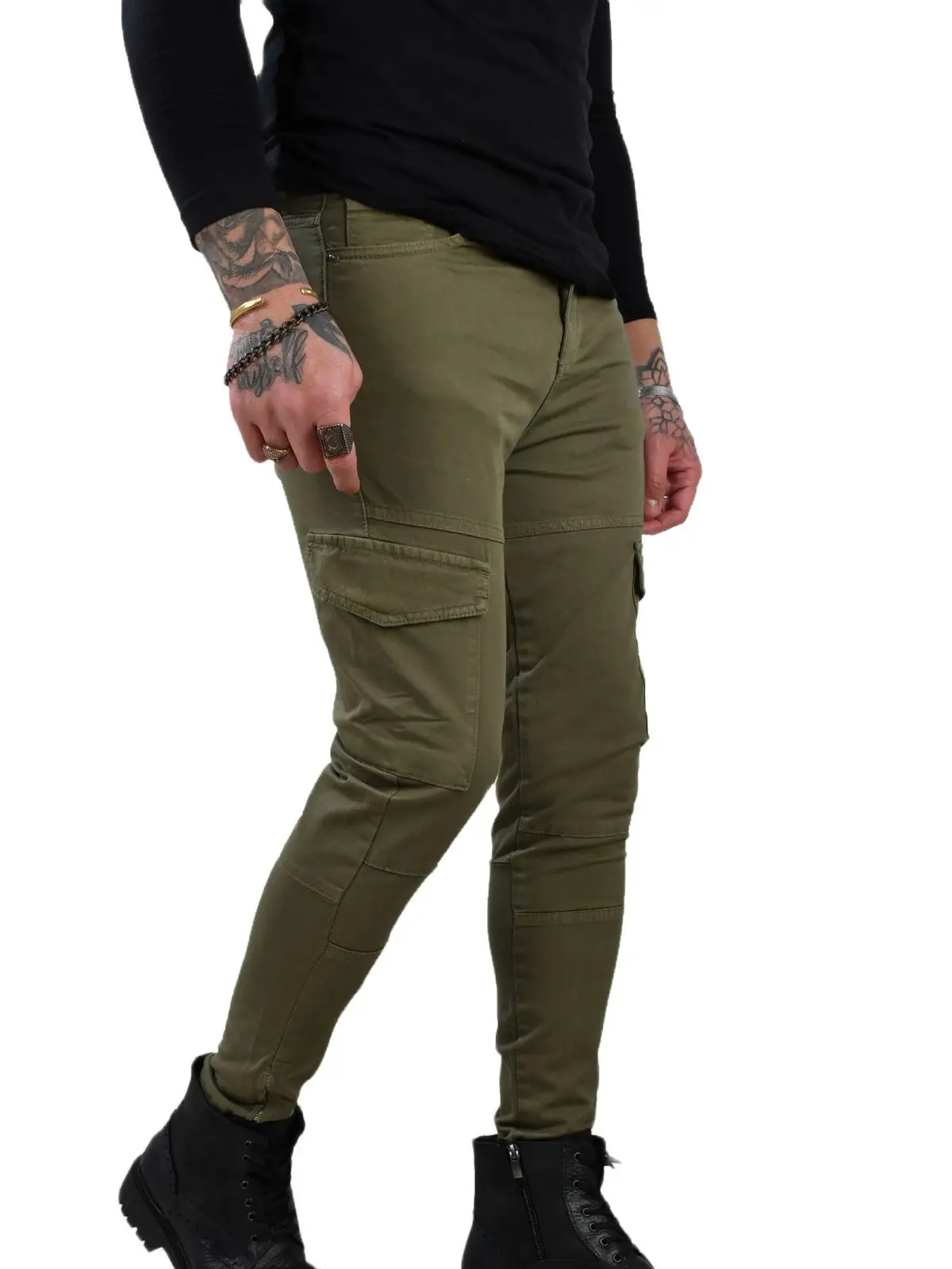 

DeepSEA Male Pockets Pettitoes Zipper Narrow Trotting Gabardine Cargo Pants Slim Fit Jogger Cotton Lycra High Quality 210016G