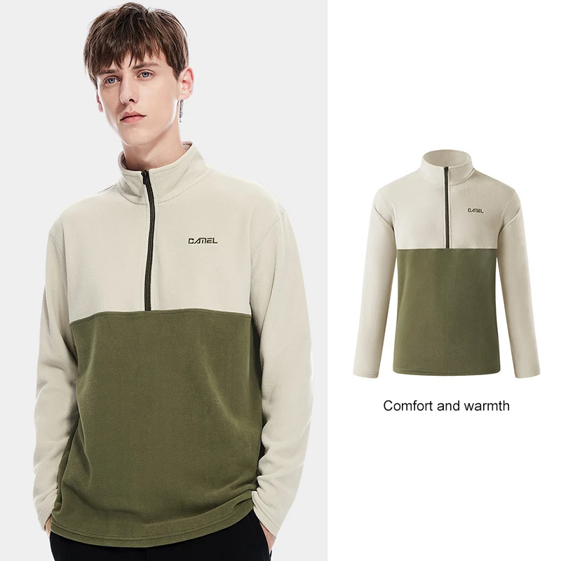 

Goldencamel Men Jacket Autumn Winter Men's Fleece Stand-up Collar Sweater Sweatshirt Polar Fleece Plus Fleece Soft Casual Cloth