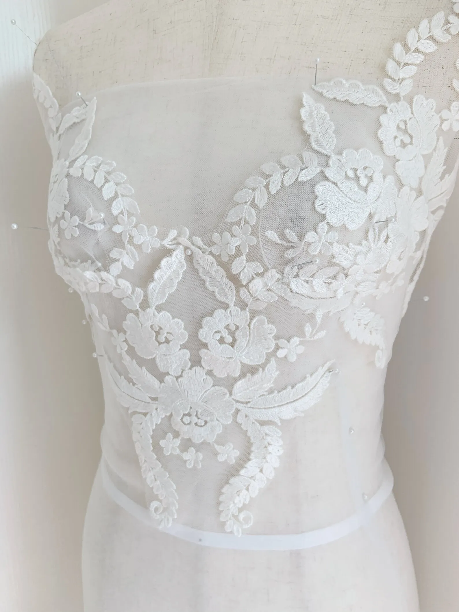 

Off White Lace Applique, Embroidered Lace Patch For Dress, Couture, Veil