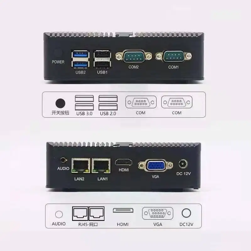 128 Гб SSD 8 ram безвентиляторный мини ПК с 2 * lan RJ45 Intel J4105 CPU промышленный