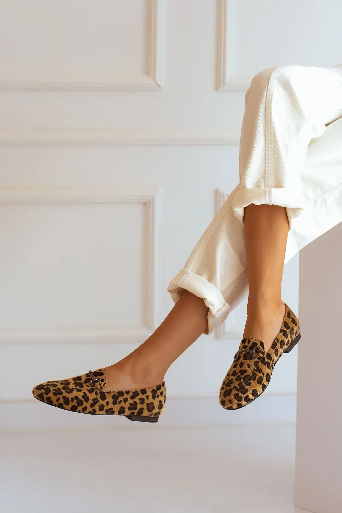 

Women's Leopard Buckle Detail Ballet Loafer Sandals 2021 Punk Designer Shoes Women Spring Autumn Platform Round Toe Slip Girls