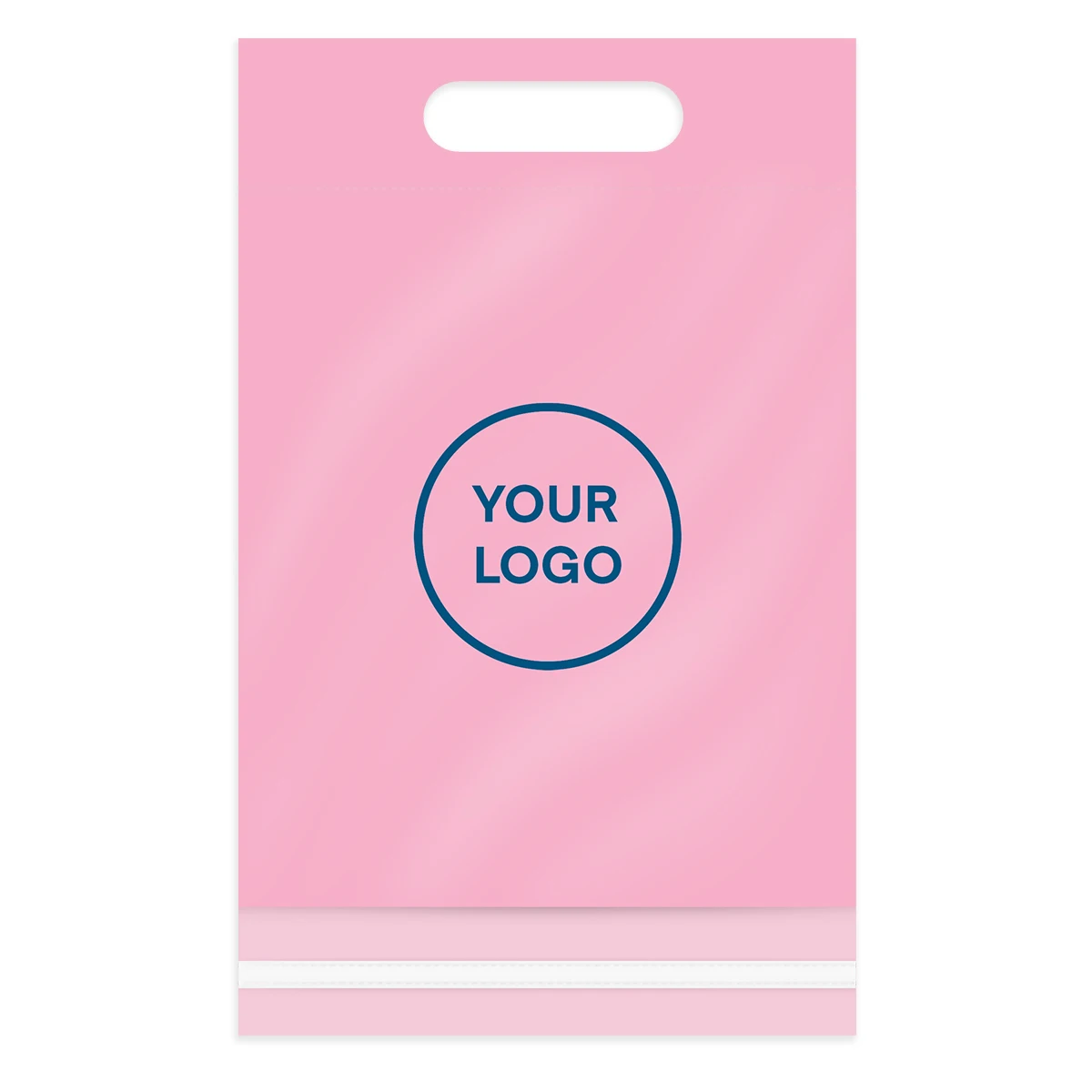Полиэтиленовые пакеты с розовой ручкой пластиковые логотипом самоклеящиеся и