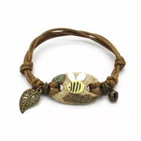 leisure ethnic style bee cute vintage adjustable ceramic bracelets handmade porcelain bracelets for women girls gift 1pcs