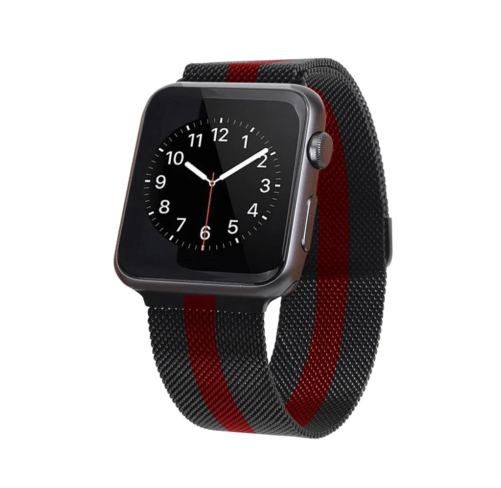 Ремешок для Apple watch 38mm Milanese Loop Металл черный с красным|Ремешки часов| |