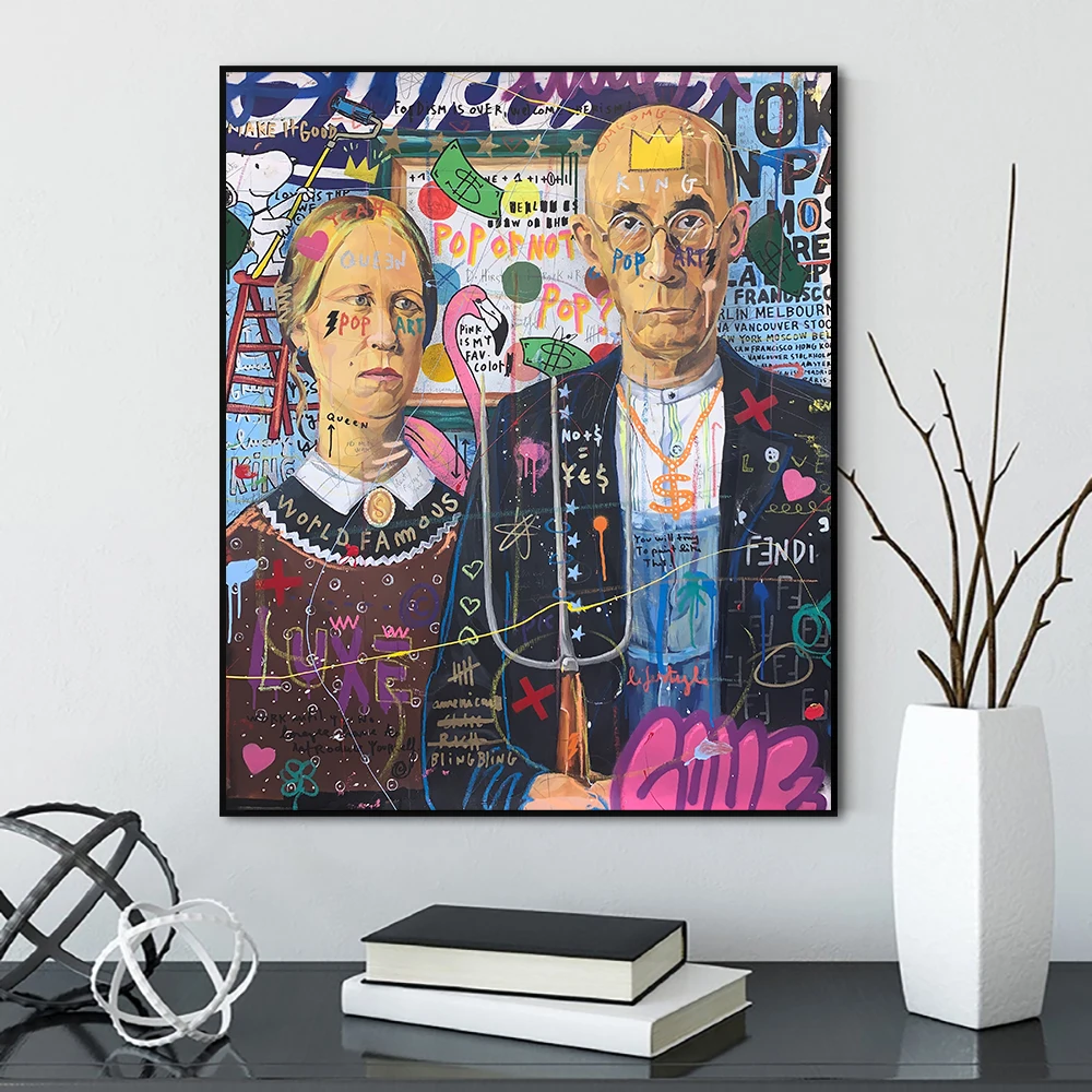 

Art Couple Portrait Street Graffiti Canvas Painting Poster And Print Wall Art Picture Modern Home Decor Suitable For Living Room
