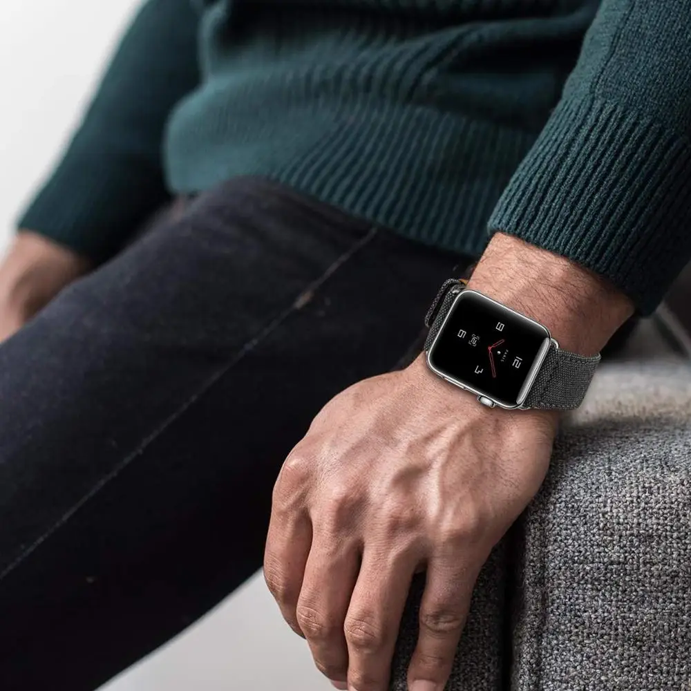 Кожаный ремешок для Apple watch band 44 мм 40 тканевый ремень correa часов браслет iWatch 42 38