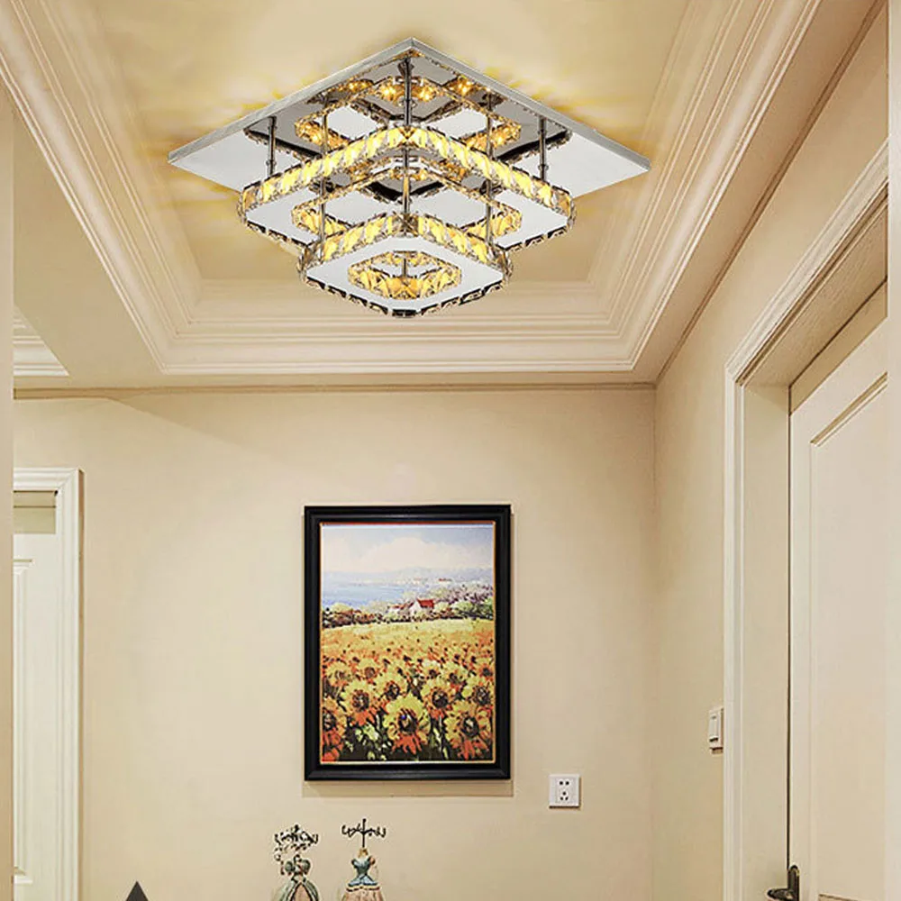 Современная хрустальная Светодиодная потолочная лампа квадратные светильники в