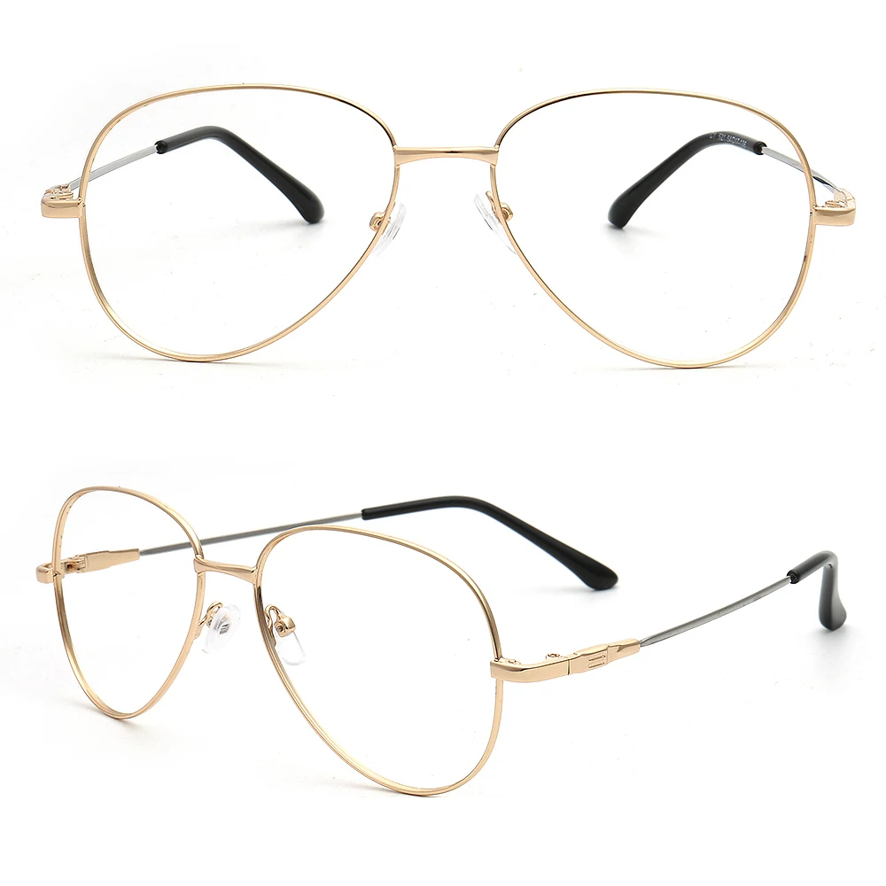 

Aviation Men Glass Frames for Men Pilot Eyeglass Frame Metal Optical Eyewear Rx Lightweight Fashion Vintage Gold Flexible Modern