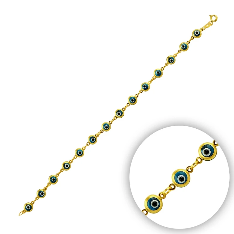 

Silver 925 Sterling 5mm Hand Job Glass Eye Bead Bracelet