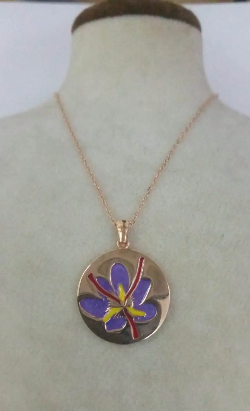 GOLD-PLATED SAFRAN FLOWER SILVER NECKLACE