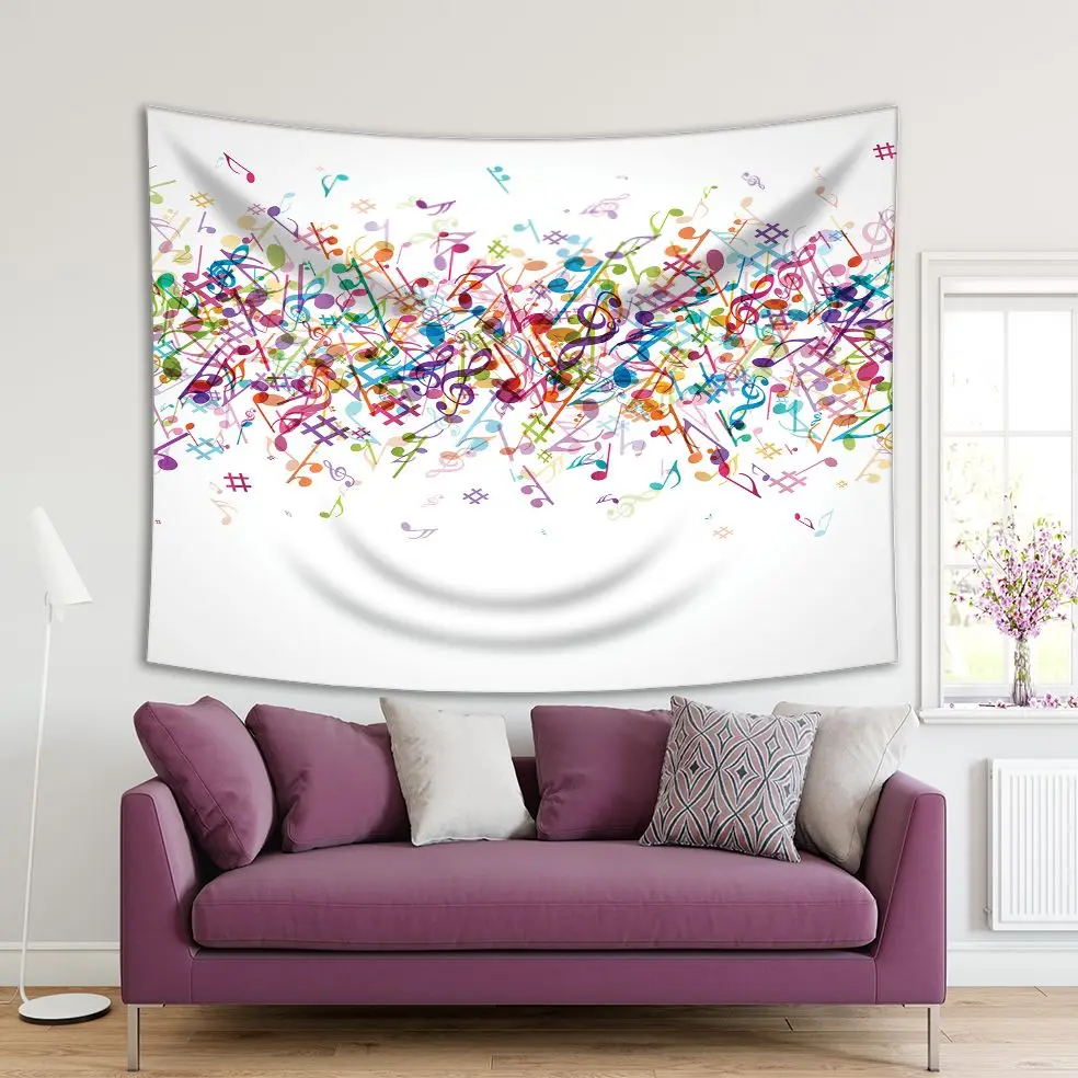 Гобелен Красочные Музыкальные ноты узоры праздник забавная музыкальная тема