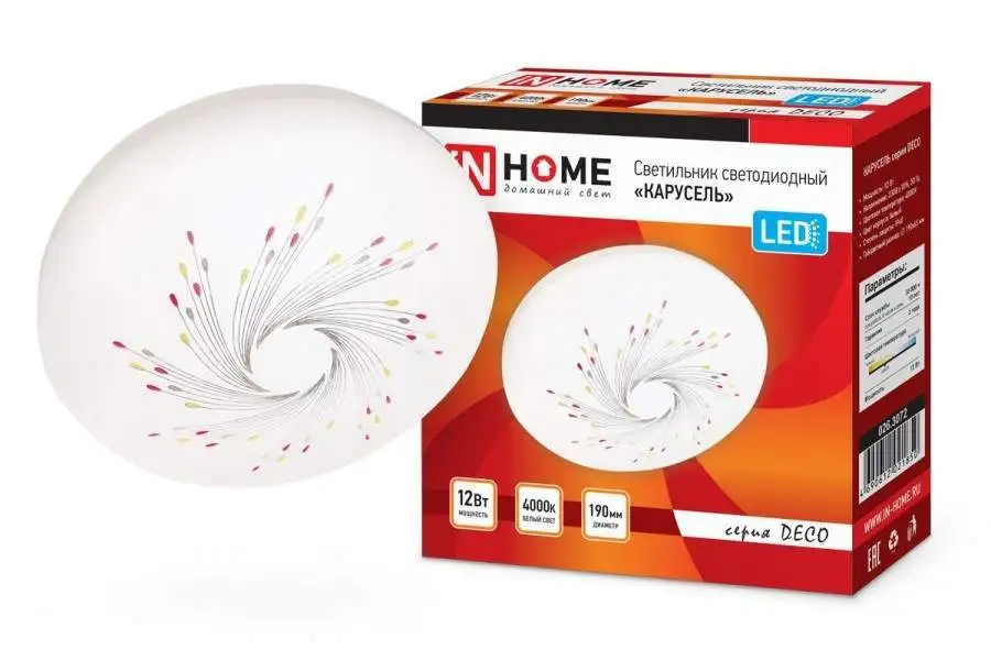 ASD/inHome светильник светодиодн. декоративный 12W(780lm) 4000К 4K КАРУСЕЛЬ d190 IP40 1850 (арт. 700379)