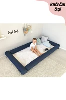 jaju baby handmade navy blue color montessori mattress cylinder barrier crib side protection custom size