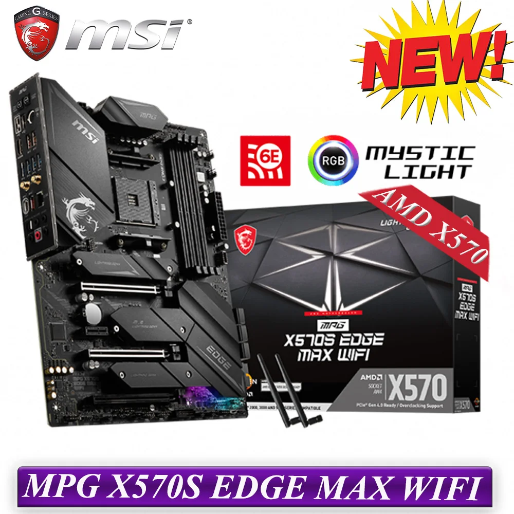 

New MSI MPG X570S EDGE MAX WIFI Motherboard DDR4 128GB PCIe 4.0 HDMI 2.1 CrossFire Ryzen 9 AMD X570 Desktop Gaming Placa-mãe AM4