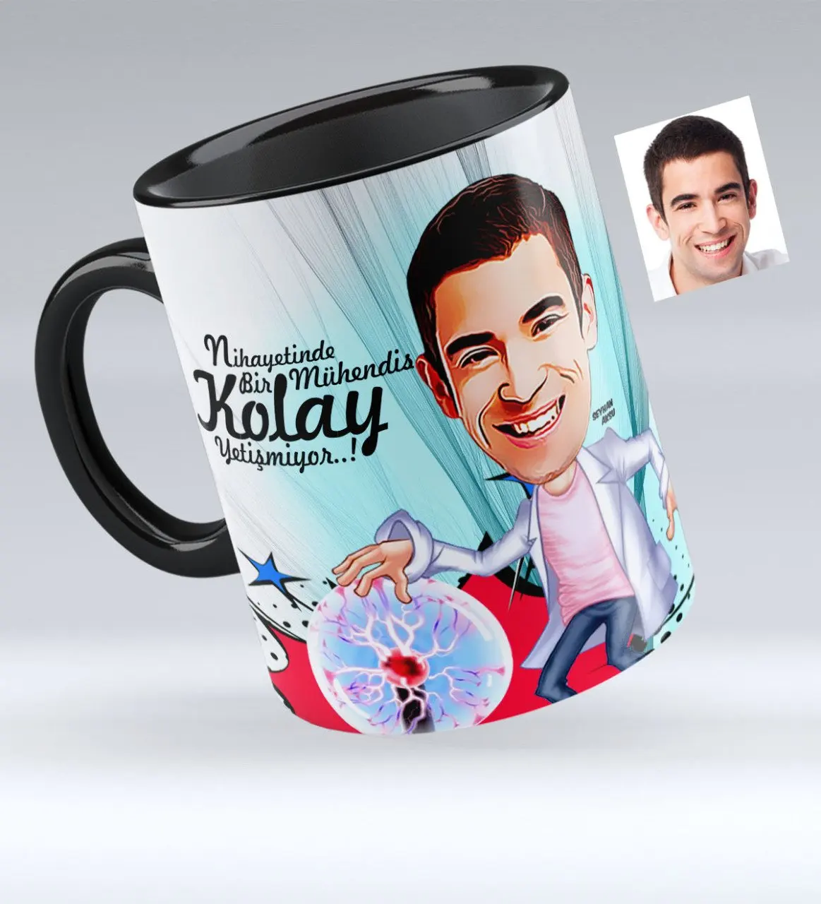 

Персонализированные Mr Электрический инженер карикатура черной кружки чашки-1