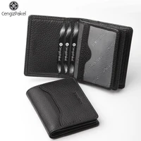cengizpakel genuine leather case small card case mens leather mini small short vertical cowhide wallet purse portable wallet