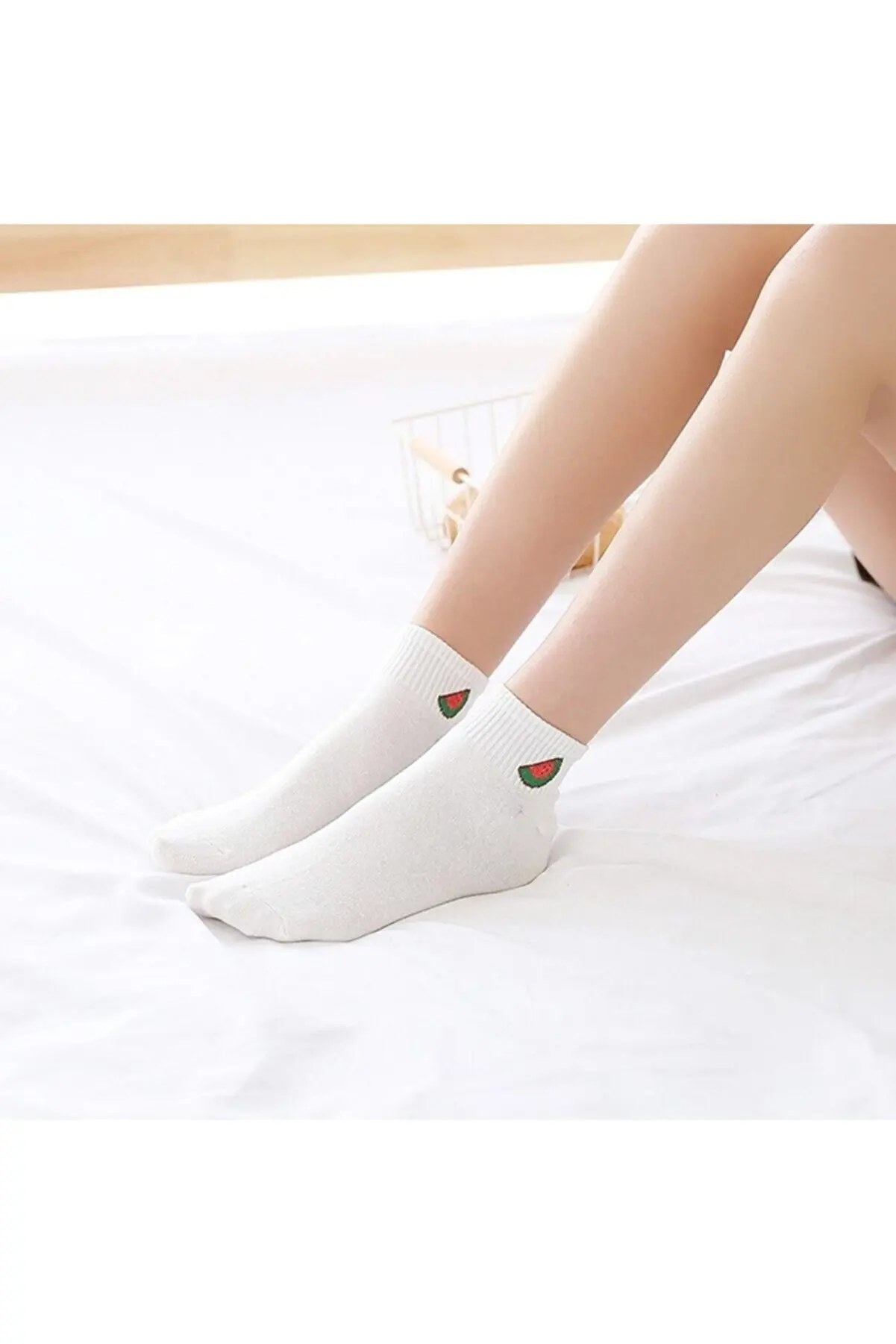 5 Pairs of Fruit Patterned Women's Half Collar Socks