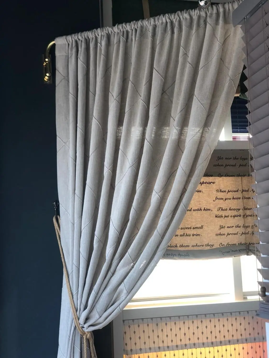 

Embroidered Diamond Pattern Curtain, 4 colors. Length up to 113 '' ( 287 cm)