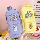 1 шт., милый холщовый чехол для карандашей с мультяшным рисунком, вместительные канцелярские принадлежности, сумки для ручек, коробка для хранения карандашей, косметика