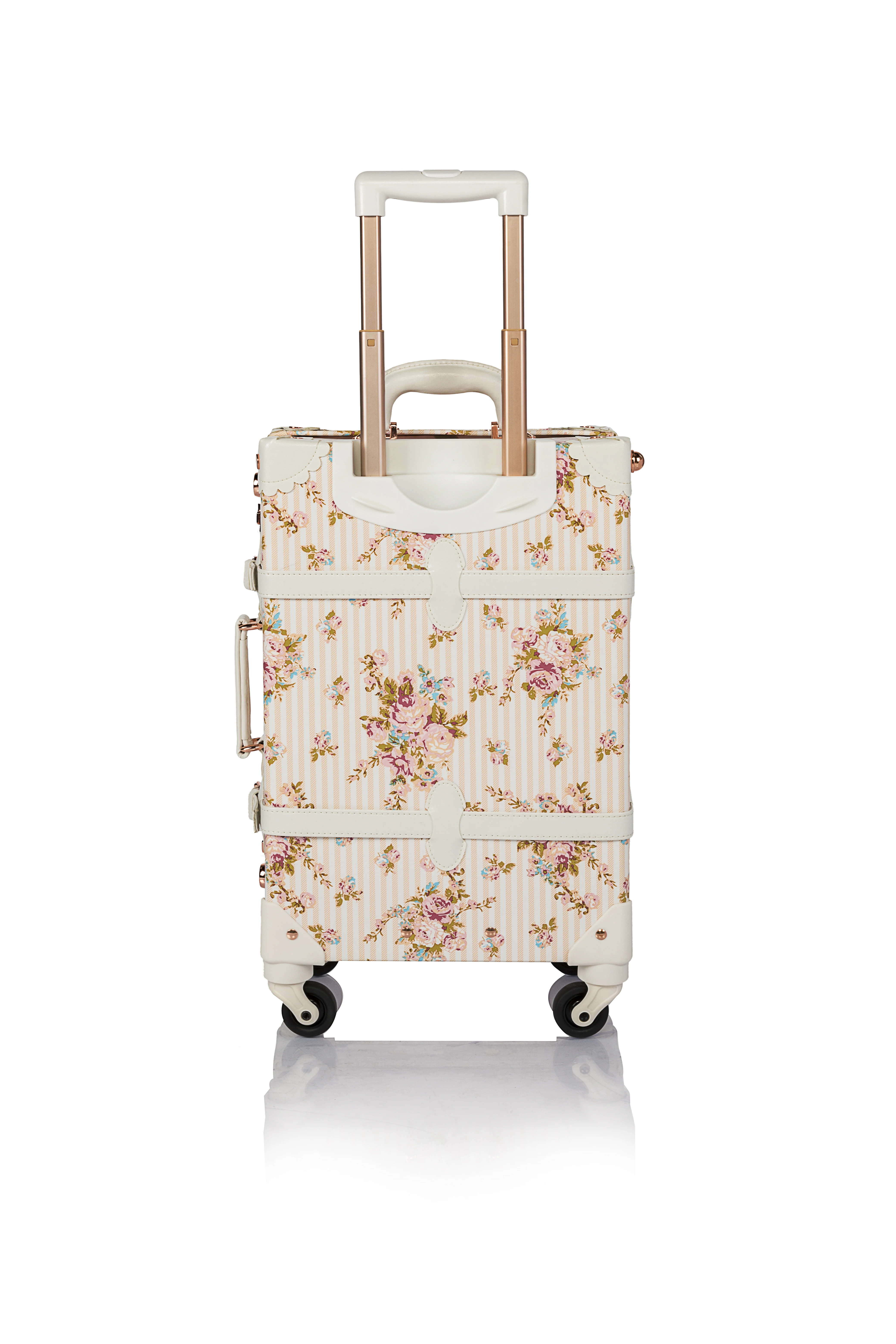 Витажный бежево цветочный чемодан UK 6070 Beige Floral|Чемодан на колесиках| |