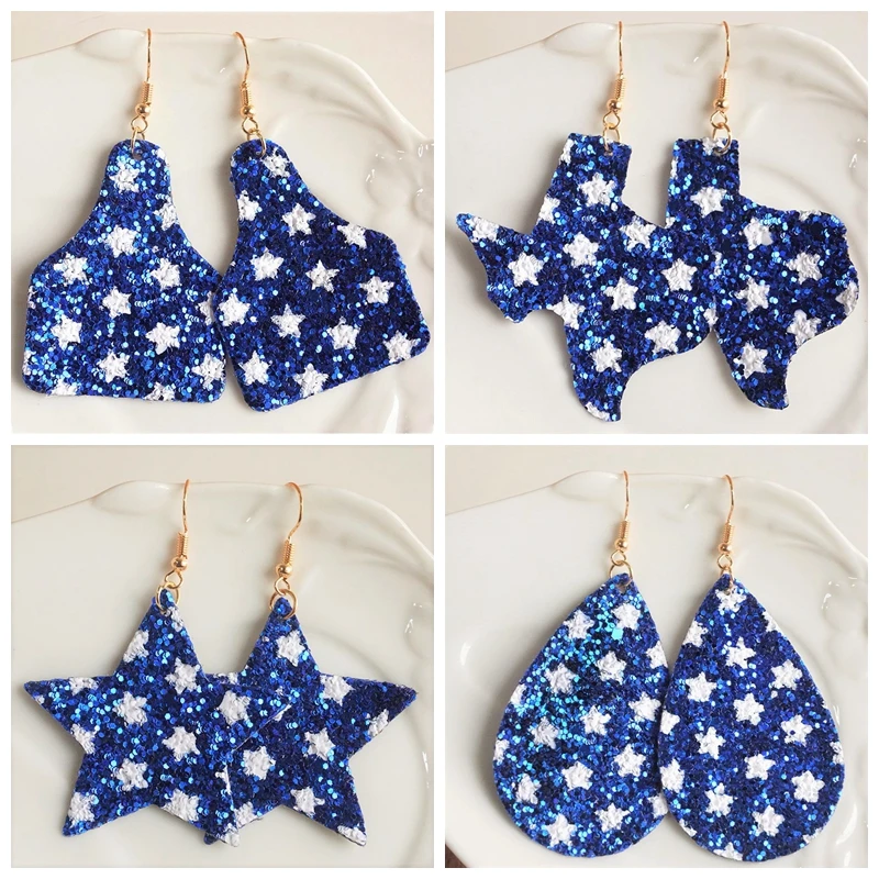 

Earrings- American Independence Day Flag Earrings Texas Map Earrings Cow Tags Earrings