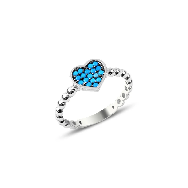 

Silver 925 Sterling Nano Turquoise Stone Heart Ring