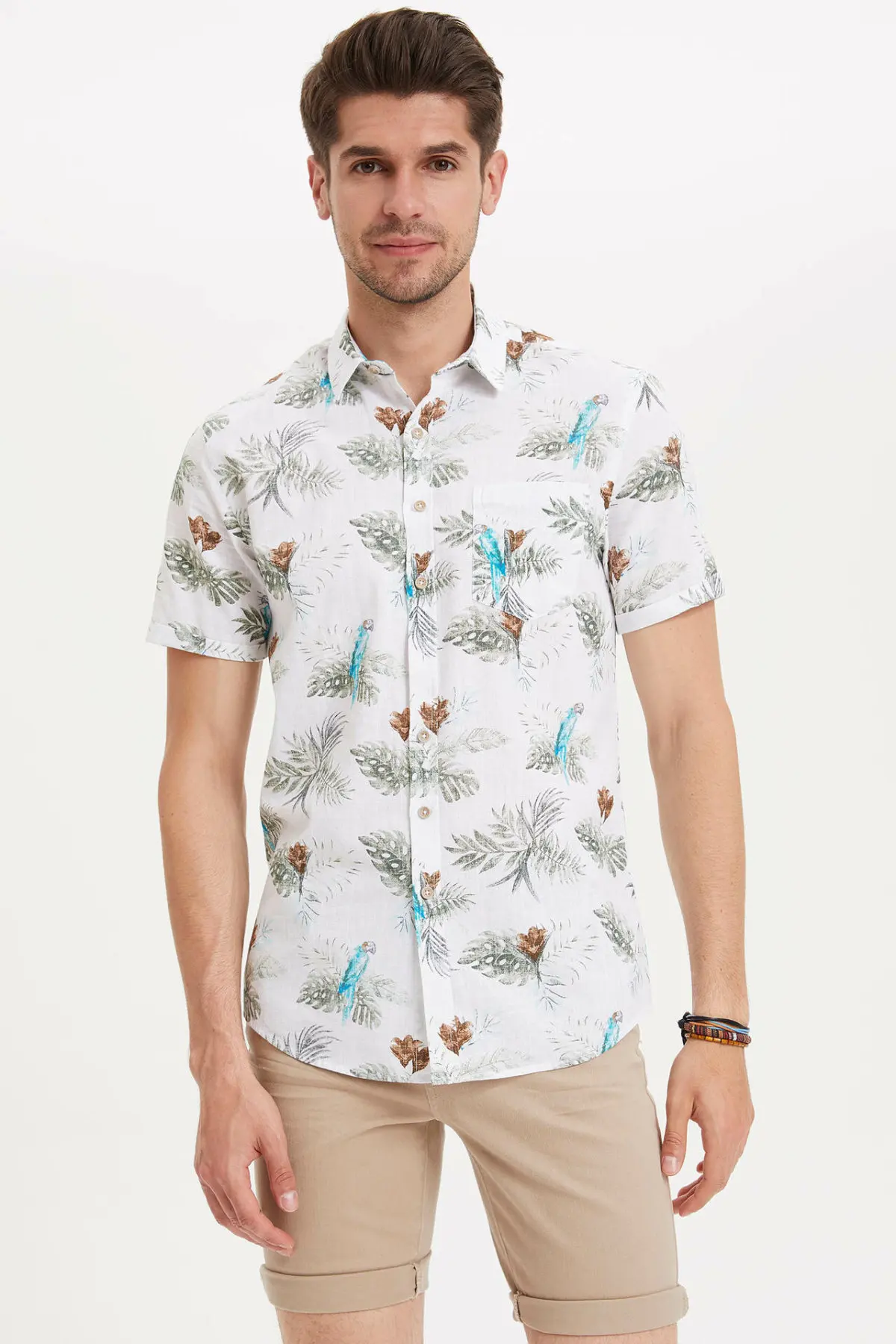 Мужская Повседневная рубашка DeFacto модная Простая с короткими рукавами и отложным