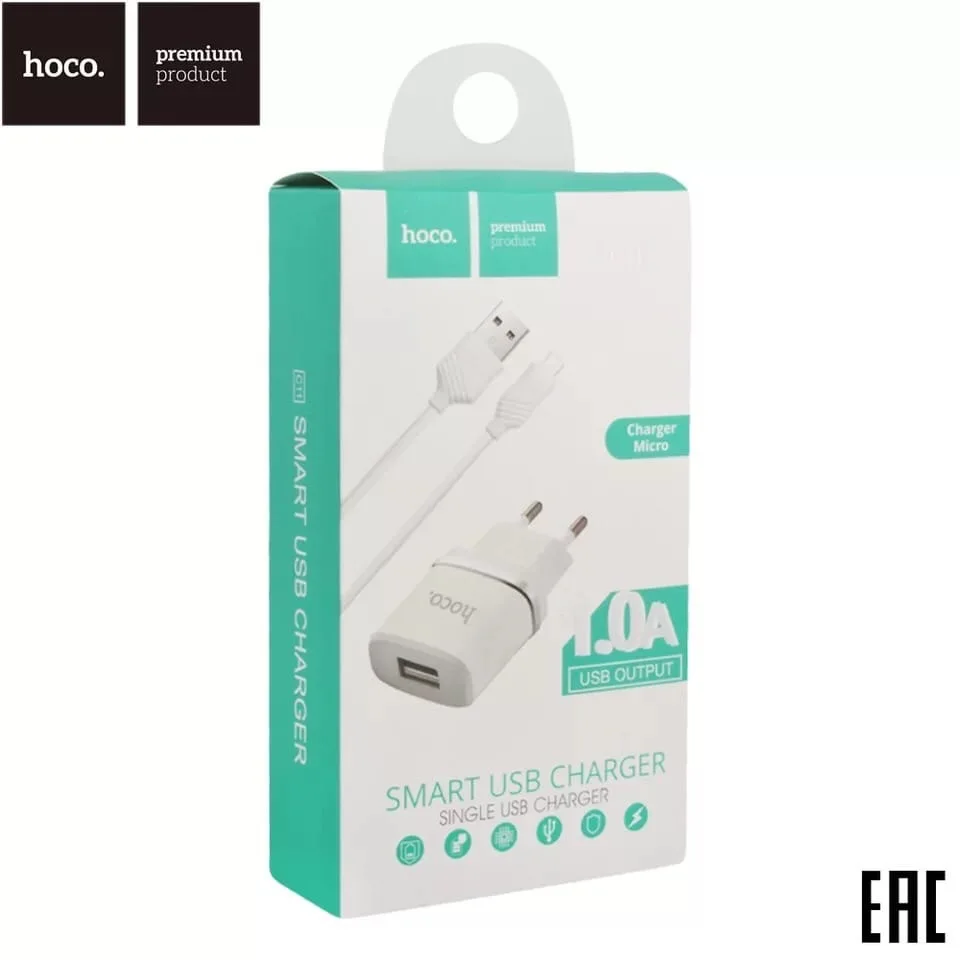 Зарядное устройство 1А 2 в 1 Hoco c11