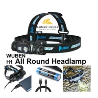 wuben h1 rechargeable headlamp powerful 1200lm p9 led head torch protected 18650 lamp with white and red light