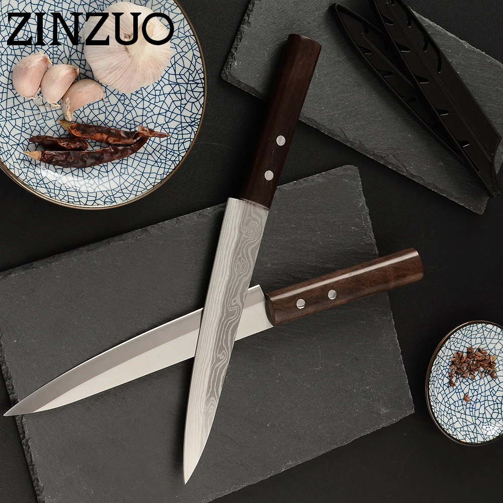 Нож ZINZUO Sashimi 4Cr14Mov профессиональный Филейный для рыбы нож лосося суши кухонный