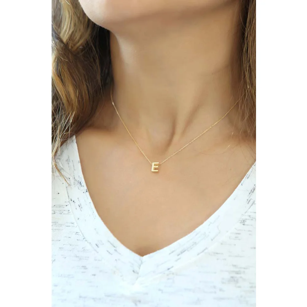 Stylish Necklace Letter E Pendant Jewelry 925 Sterling Silver Rose Gold Plated with Chain | Necklaces