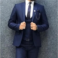 2022 mens slim suits classic formal office business tuxedo sets casual wedding groom blazer 3pcs jacketvestpants