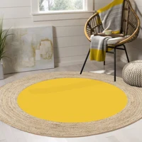 Else Yellow Round Sisal Handmade Flatweave Natural Jute Carpet Round Floor Mat Living Room Bedroom Sisal Area Rug