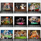 Картина на холсте с забавными животными, Французские бульдоги, игральные карты, картина на стену для гостиной, домашний декор, художественные плакаты и принты