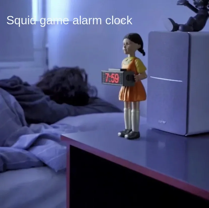 

Pre-sale Squid Game Smart Alarm Clock Resin Decorations 123 Doll Puppet LED Digital Clocks Free Shipping