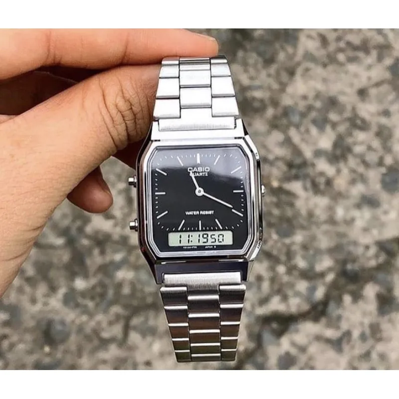 Часы-Будильник Casio аналоговые и цифровые со стальным ремешком | Наручные часы