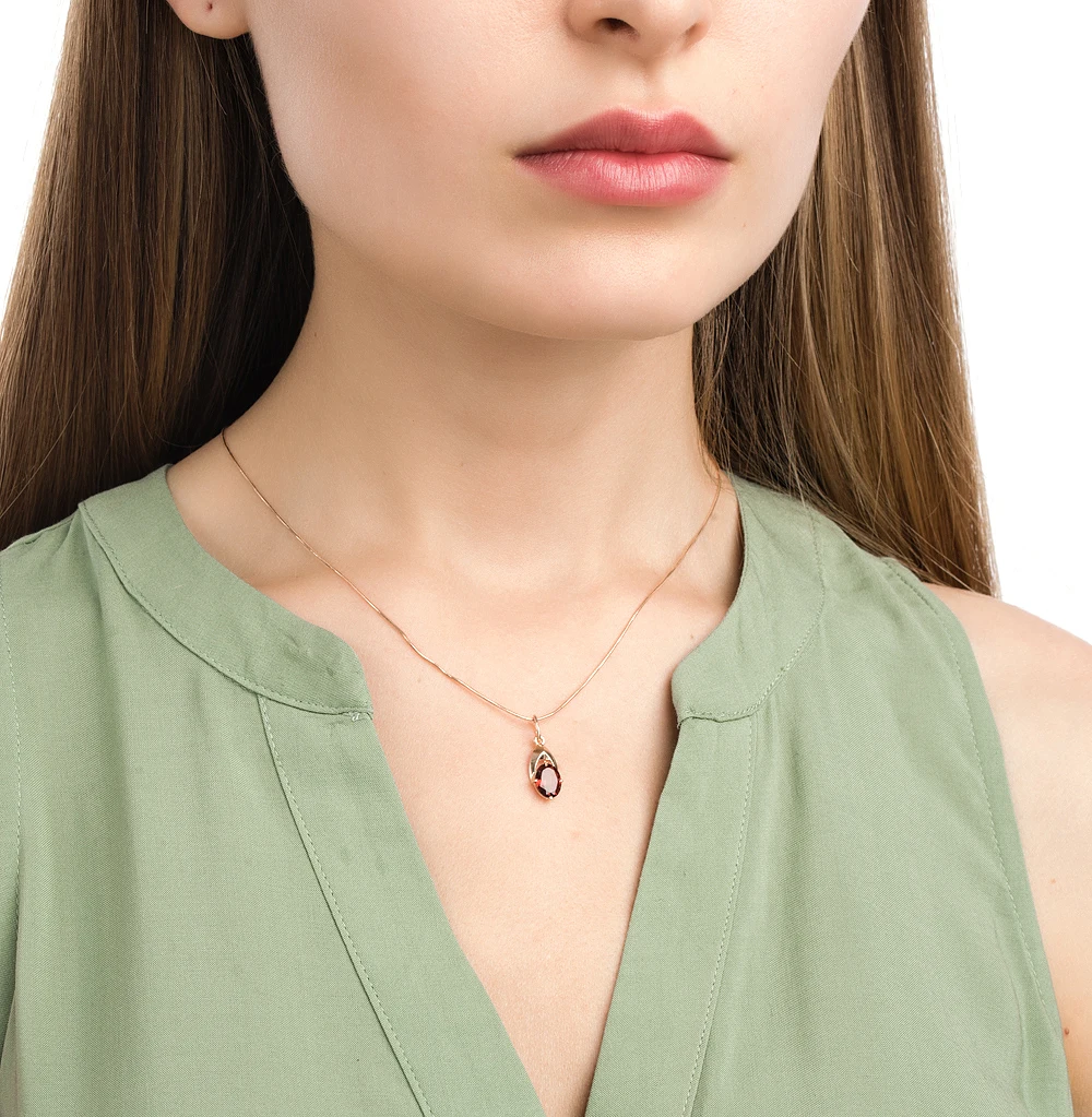 Золотая подвеска с гранатом SUNLIGHT проба 585 | Украшения и аксессуары