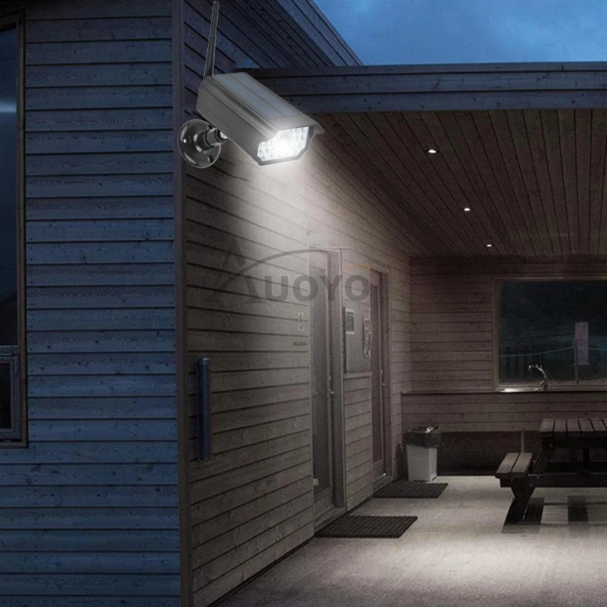 Auoyo Outdoor Lighting Solar Motion Sensor Lights LED Wall Lamp IP65 Waterproof Imitation Fake Monitor Wireless | Лампы и освещение