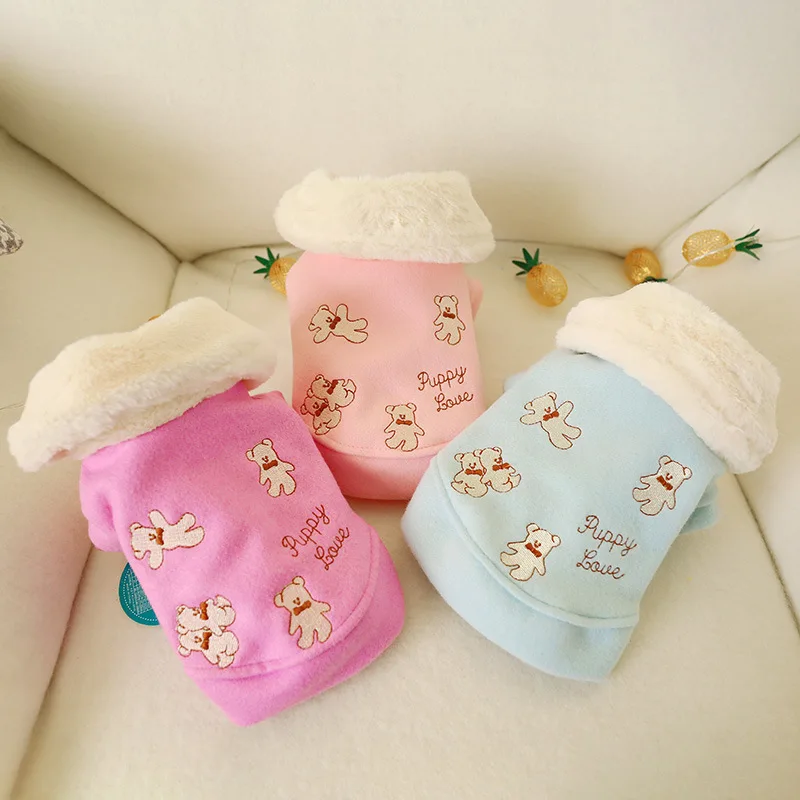 Мультяшная футболка для питомцев одежда зимы и осени теплое пальто маленьких
