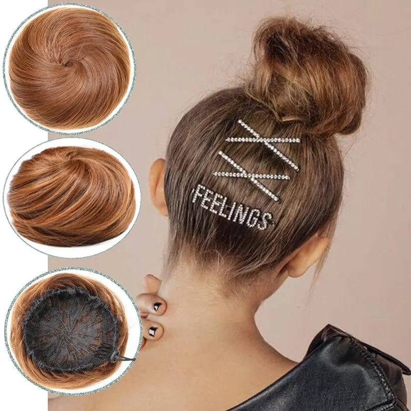 

Ladies Classic 100% Human Hair Bun Up Do Drawstring Elastic Scrunchie Chignon Ponytail Scrunchie Hair Extension Wigs For Ladies