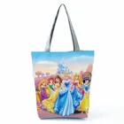 Сумка-тоут на плечо с принтом Принцессы Disney, Экологически чистая многоразовая дорожная пляжная сумочка для покупок с анимацией