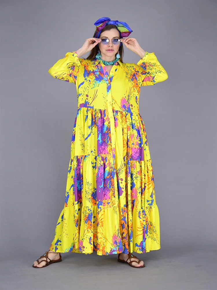 Женское платье с воланом и длинным рукавом, 6 цветов на выбор, весна-лето 2022