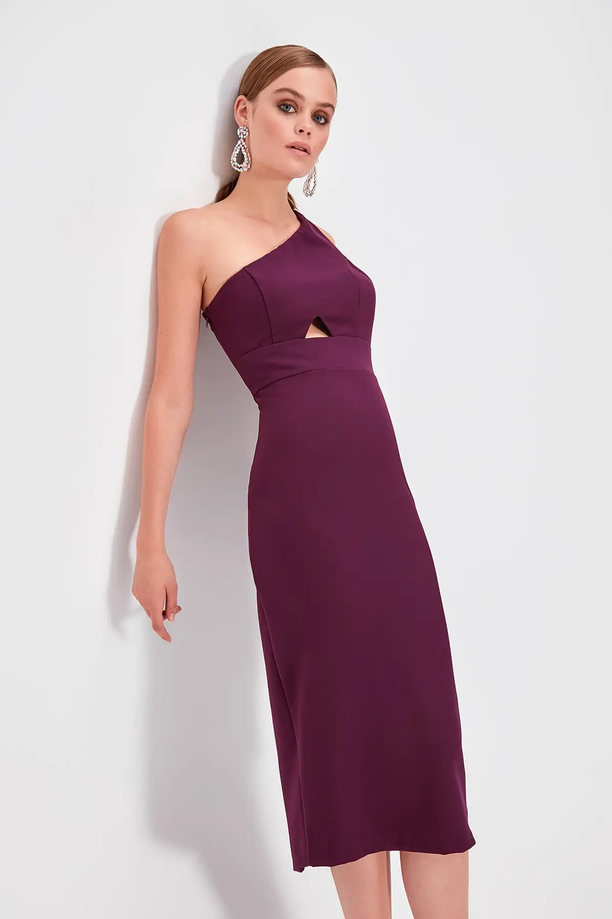 Trendyol Damson приталенное платье с глубоким вырезом TPRSS19FZ0238|Женские платья| |